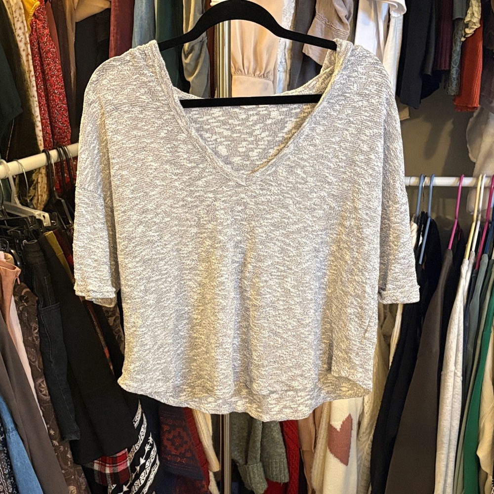 GAP Light Heather Gray V-Neck Tunic Top
